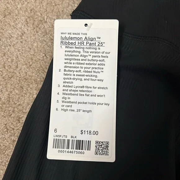 Lululemon Align Ribbed High-Rise Pant 25" in Black Size 6 - Picture 9 of 10